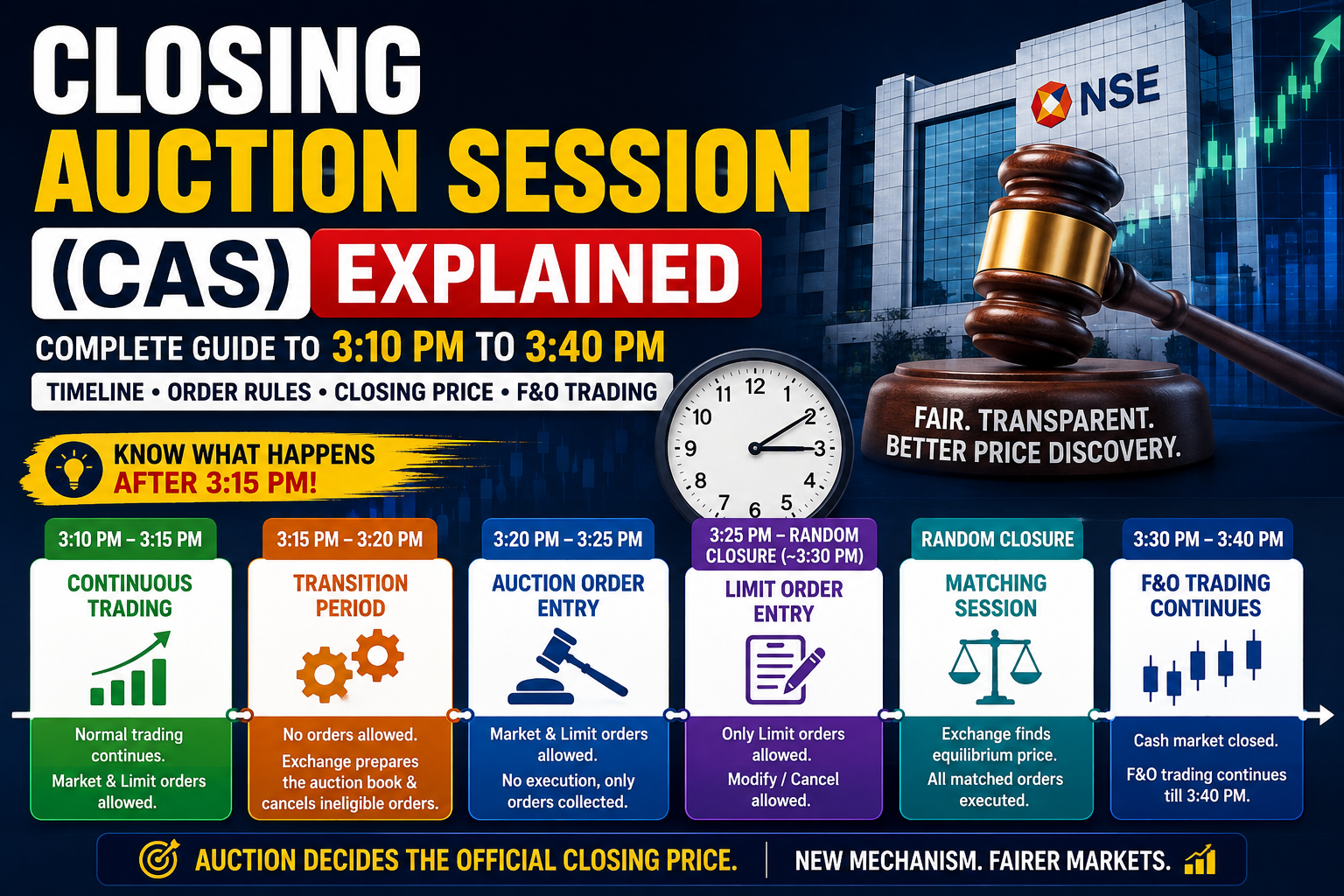 Nifty today’s Closing Auction Session (CAS) Explained: Complete Guide to What Happens Between 3:10 PM and 3:40 PM in the Indian Stock Market