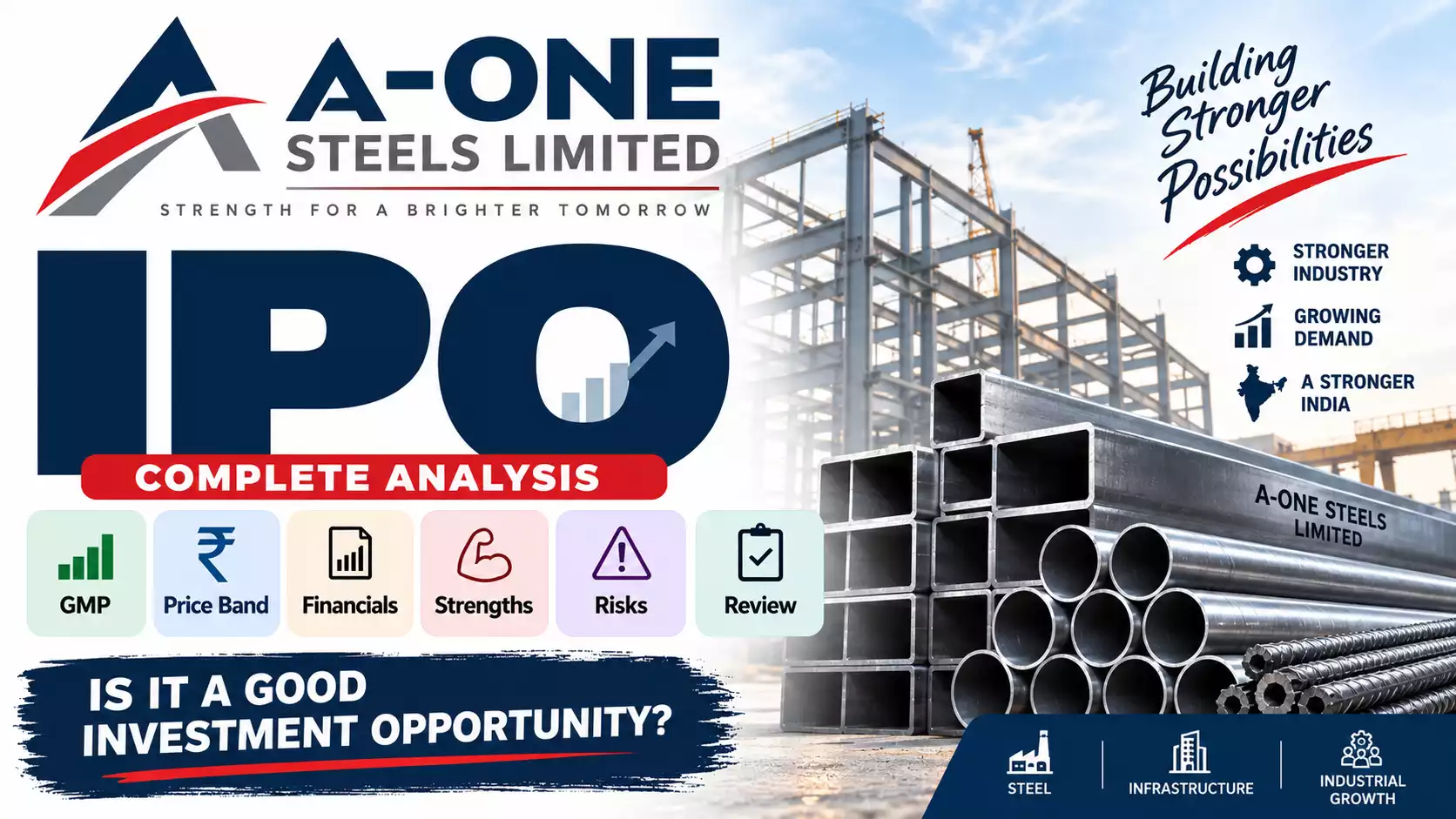 A-One Steels IPO: GMP, Price Band, Financials, Strengths, Risks and Review
